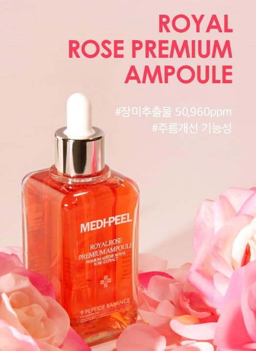 Medi-Peel Royal Rose Premium Ampoule Face Moisturizing Serum With Rose Extract, 9 Peptide Balance