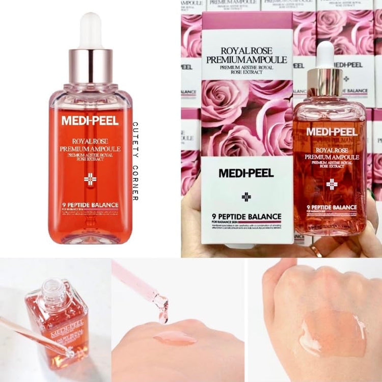 Medi-Peel Royal Rose Premium Ampoule Face Moisturizing Serum With Rose Extract, 9 Peptide Balance